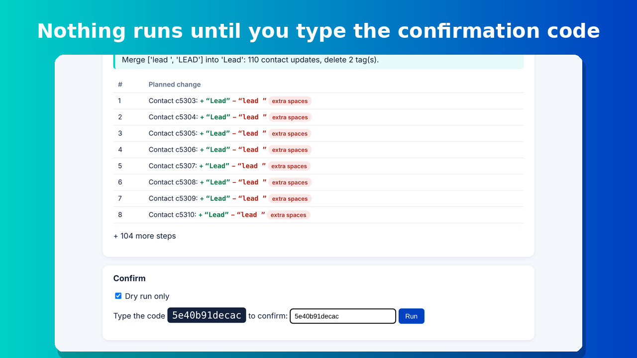 Confirmation code